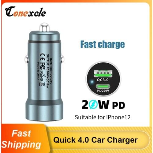 PD USB C Car Charger Quick Charge 4.0 3.0 38W Fast Charging For iPhone 12 11 XS X XR 8 7 Xiaomi QC4.0 QC3.0 Type C Phone Charger