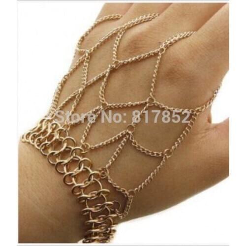 FREE SHIPPING!NEW STYLE HE016 WOMEN FASHION SILVER PLATED CHAINS SMALL RIVETS BRACELET HAND CHAINS JEWELRY 2 COLORS