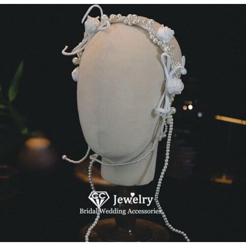 CC Pearl Headbands Wedding Hair Accessories for Women Engagement Hairwear Bridal Headdress Jewelry Charms Flower Hairbands AN138