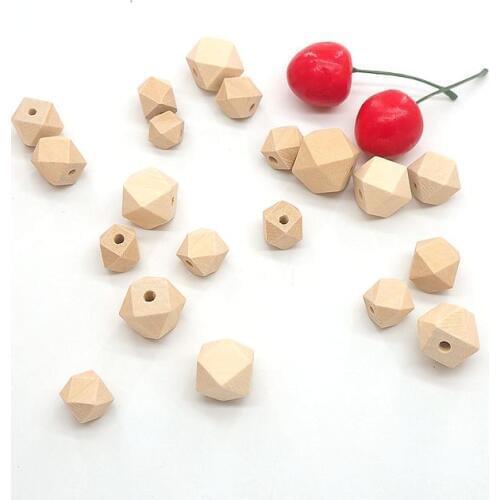 Chenkai 100PCS 10mm Wooden Beads Baby Teething Beads Wood Hexagon Beads Baby Teethers For baby care Toys Jewelry Making