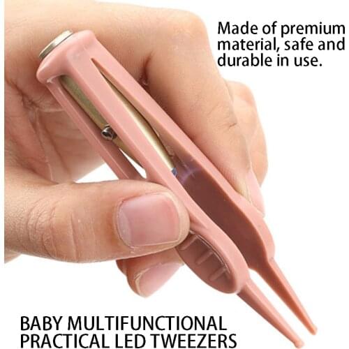Baby Cleaning Tweezer Ear Nose Navel Cleaner Remover Plastic LED Light Forcep Body Care Baby Nose Tweezer