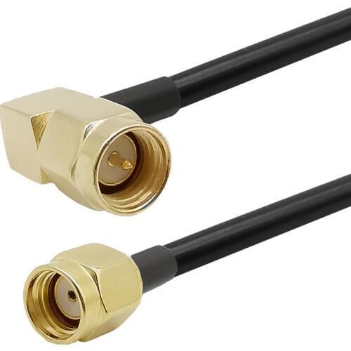 Low-loss 0-6GHz RF Coaxial LMR200 Double SMA Male Connector SMA Male Plug Right Angle to RP SMA Male Jack Pigtail Extension Cabl