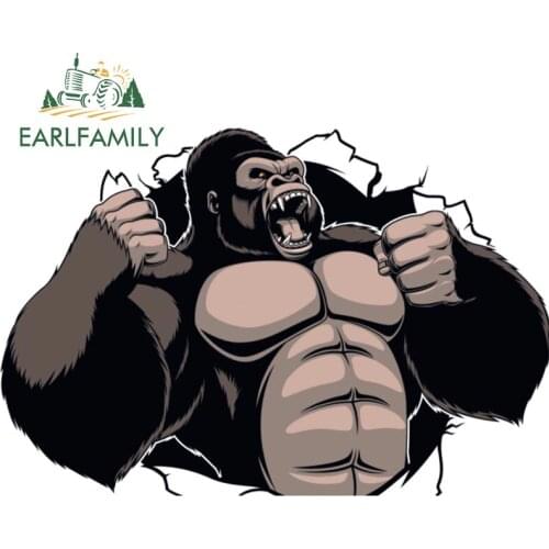 EARLFAMILY 13cm x 8.7cm 3D Angry Gorilla Car Sticker Decal for Luggage Skateboard Motorcycle Laptop Waterproof Wall Stickers