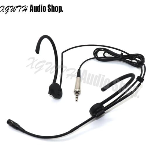 Black Dual Hook Head Headset Microphone For Sennheiser Wireless Radio Mic System Transmitter Beltpack Foldable Ears