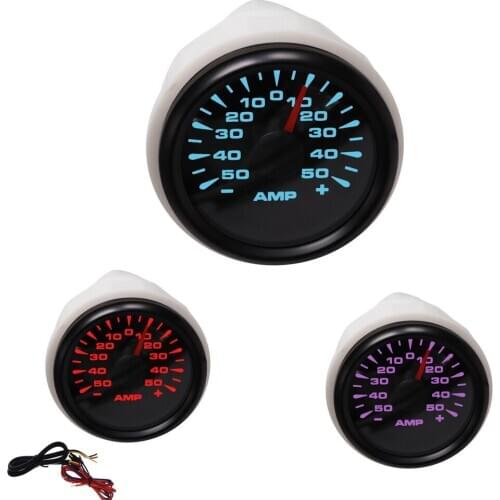 52mm Waterproof Amperemeter Gauge with 8 Colors Backlight for Car Boat -50A/ 50A AMP Current Meter