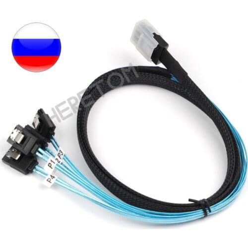 1M SAS sata cable Mini-SAS SFF-8087 to 4 SATA Cable Mini SAS 4i SFF8087 36P To 4 SATA 7P Hard Disk Data Cable 100CM