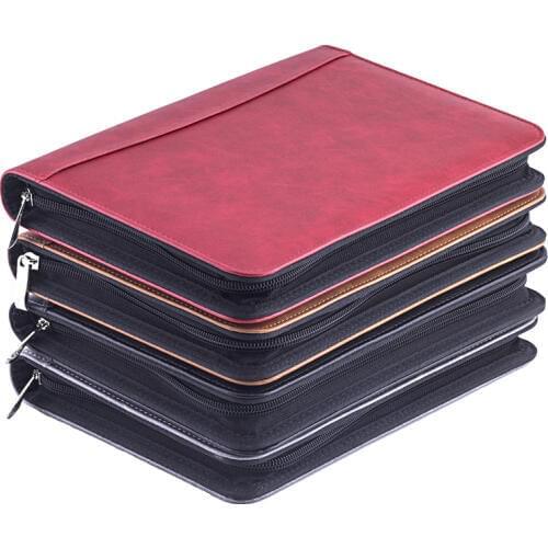 Kawaii Faux Leather A5 Padfolio with Calculator Zipper Binder Notebook Briefcase File Executive Folder Spiral Travel Note Book