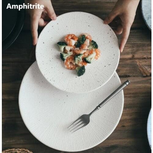 Ceramic Plate Steak Dish Retro Creative Breakfast Saucer Serving Commercial Plate Restaurant Utensils Table Salver