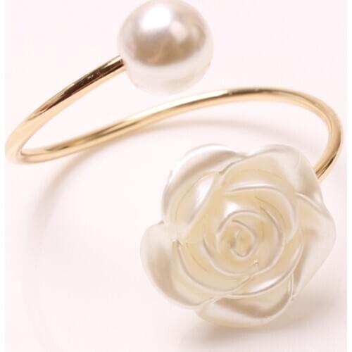 8PCS/Metal napkin ring imitation pearl rose flower napkin holder ring table decoration jewelry golden napkin ring