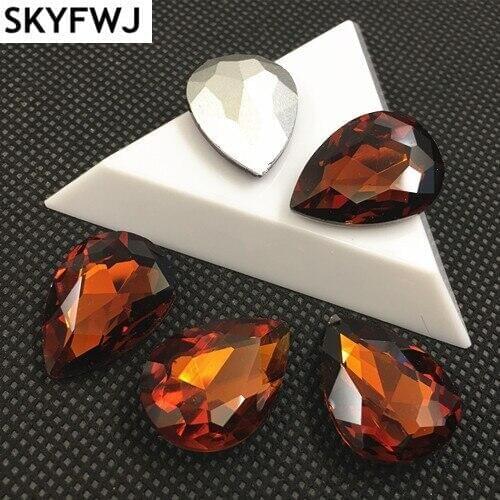 Red coffee Color TEARDROP Glass Crystal POINTED BACK Rhinestones 4x6,7x10,10x14,13x18,18x25,20x30,30x40mm Dress Drop stone