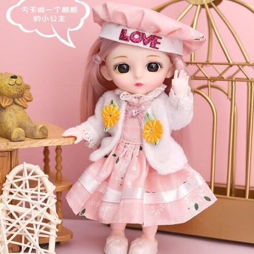 16CM BJD Doll 13 Movable Joints Dress Up DIY Mini Dolls with Chinese style Suit Toys Cute little Girl DIY Toy