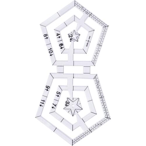 Patchwork Ruler Black Polygon Scale Acrylic Material Transparent Ruler Multifunctional Ruler DIY Sewing Tools Accessory