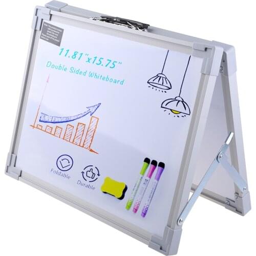 Magnetic Desktop Foldable Whiteboard Double Sided Mini Easel with Holder for Kids Drawing Teacher Instruction Memo Board