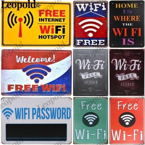 Metal Poster Welcome Free Wifi Vintage Tin Sign Board Restaurant Cafe Bar Club Wall Decoration Wall Art 20X30Cm