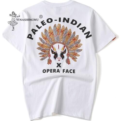 Round Neck National Tide Spring And Summer New Japanese Heavy Industry Embroidery Loose Couple Version Short-Sleeved T-Shirt Men