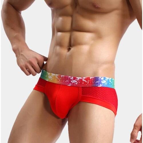 Mens Underwears Panties Colorful Waistband Patchwork Cloth Men Panties Breathable Male Underwear Gift шорты мужские