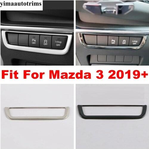 Head light Switch Button Decoration Frame Cover Trim Black Brushed / Silver Stainless Steel Accessories For Mazda 3 2019 - 2021