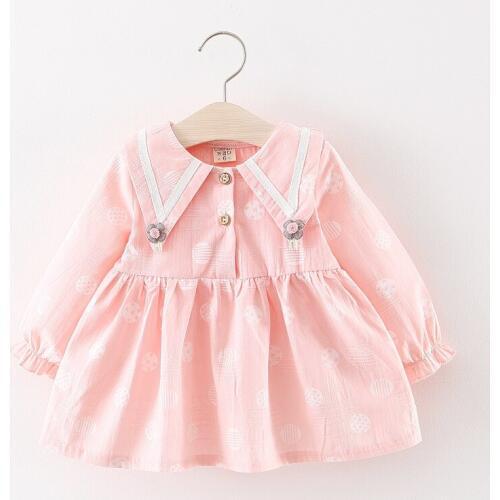 2019 Baby girls new dress clothing Little girls spring cute long sleeves floral print cotton Dress 1-2 Years