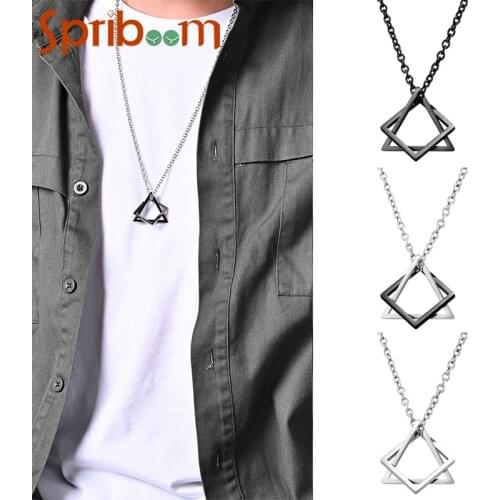 New Couple Necklaces for Men Women Square Triangle Interlocking Pendant Necklace Geometric Chain On The Neck 2021 Trendy Jewelry