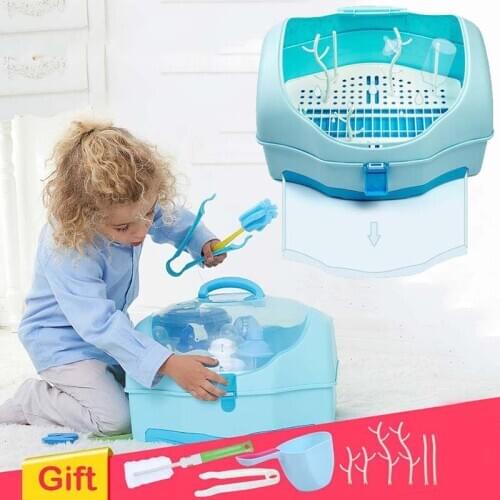 New Portable Baby Bottle Drying Rack Baby Bottles Storage Box Cleaning Dryer Drainer Nipple Shelf Drying Rack Tableware Dry Case