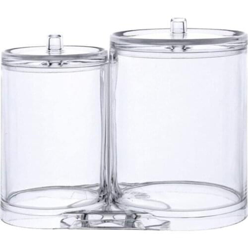 Makeup Organizer Cotton Pads Holder Box Swab Jar Bathroom Storage Clear Organiser Cosmetic Dispenser Divider with 2 Sec