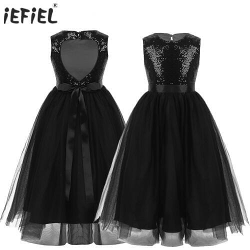 Toddler Girls Sleeveless Sparkly Sequins Heart-Shaped Cutout Girls Dress Princess Kids Dresses for Girls Birthday Wedding Party