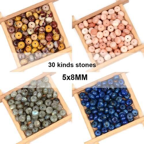 Flat Round Loose Spacer Abacus Beads For jewerly Making Crystal Agat Moon Tiger Eyes Natural Stone Beads Diy Bracelets Necklaces