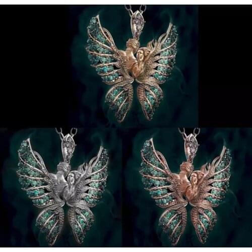 Angel Wing Pendant Necklace Butterfly Wing Shaped Love Couple Gift Jewelry Sweater Chain for Girls Female Fashion Lovers SANA889