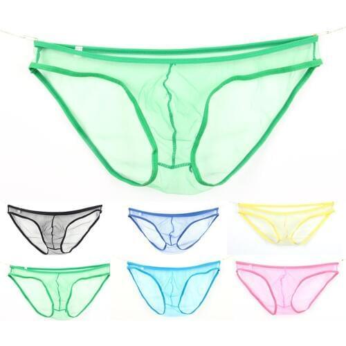 Sexy Mesh Mens Thongs Gay Backless Low Waist See Through G-String T Back Pouch Thin Thong Male Solid Color Underpants slip homme