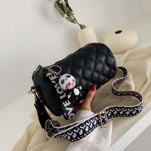 Net Celebrity Womens Bag New Style 2021 Fall/winter Crossbody Fashion Cylinder Bag Female Broadband Cylindrical Bucket Bag