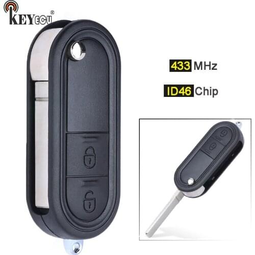 KEYECU 433MHz ID46 chip 2 Button Replacement Flip Folding Remote Key Fob for for MG MG3