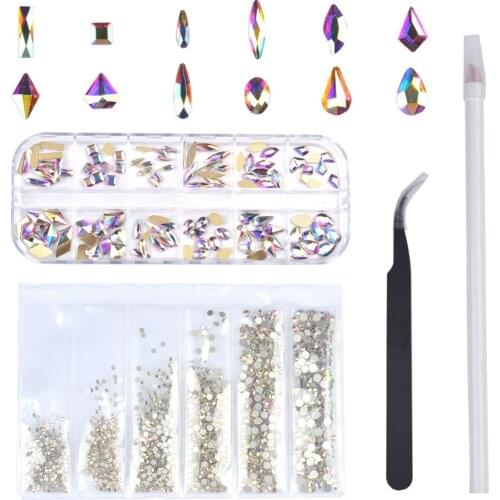 Swarovsky 1 Set Multi-shape Flat Back Multi-size Glass Crystal/AB/Rainbow Rhinestone Nail Art Craft Crystal 3D Decor Flat Back