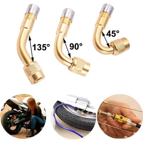 Air Tyre Valve Stem Extension Adapter Tire Repair Tool for Car Truck Motorcycle Bicycle Accessories 45 90 135 Degree Brass