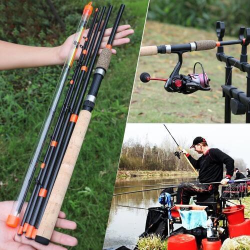 Sougayilang New Feeder Fishing Rod Lengthened Handle 6 Sections Fishing Rod L M H Power Carbon Fiber Travel Rod Fishing Tackle