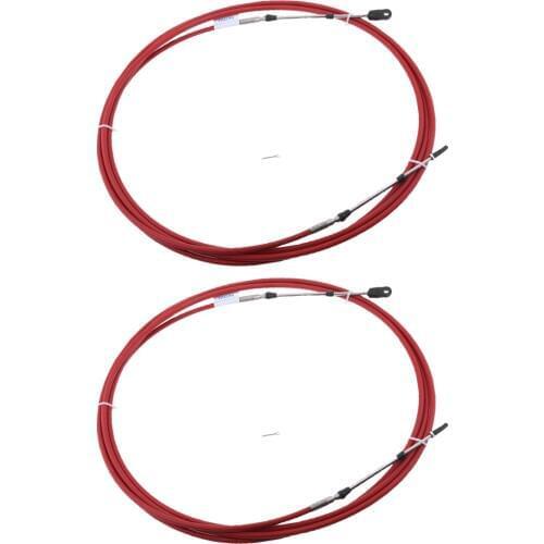2pcs Universal Marine Throttle Control Cable for Boat Motor Outboard Engine Control Lever - 8 Foot 2.4 Meter (Red)