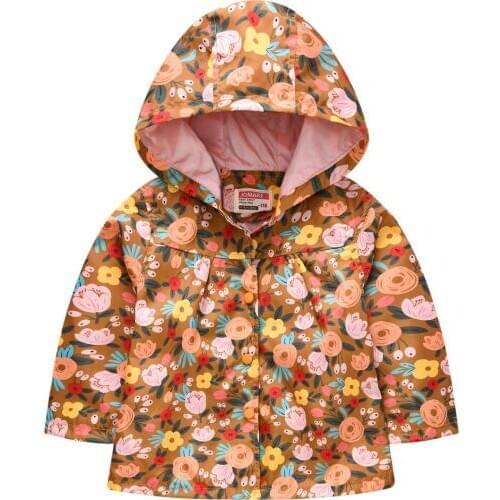 2020 New Girls Windbreaker Coats Spring Autumn Fashion Baby Kids Flower Hooded Outwear Baby Kids Girl Coat Jacket Clothes 18M-5T