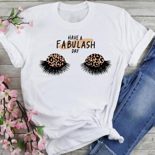 Women Graphic 90s Eyelash Sleep 2021 Make Up Cartoon Summer Fashion Female Clothes Print Short Sleeve Tops Tees Tshirt T-Shirt