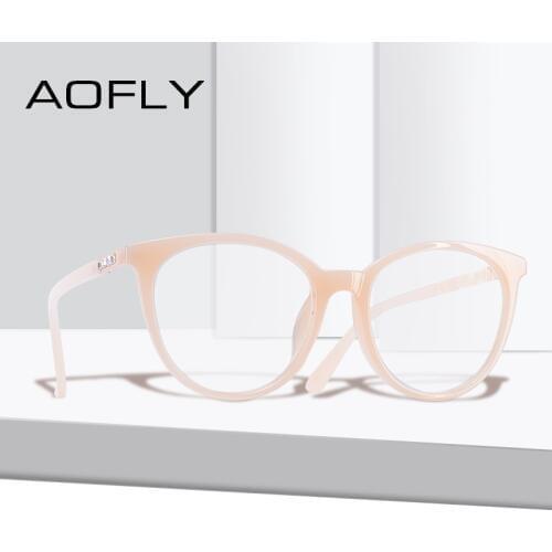AOFLY BRAND DESIGN Cat Eye Eyeglasses Frame Reading Spectacles Women Plain Glasses Frame Optical Oval Clear Lens AF9208