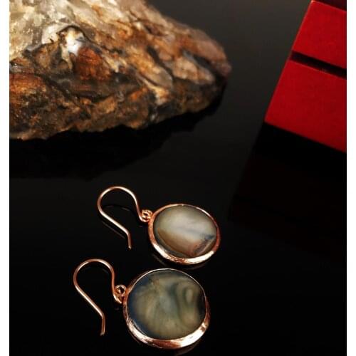 Dr Stone Natural Stone Women 'S Pearl Stone Rose Gold Plated Earrings KRB321