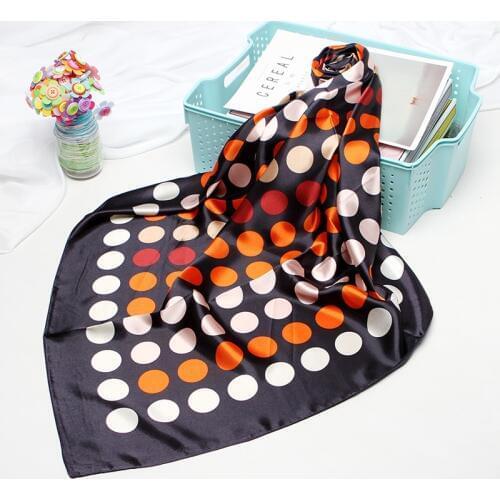Fashion Hair Scarf For Women Dot Print Silk Satin Hijab Scarfs 90cm*90cm Square Shawls Headscarf Neckerchief Scarves For Ladies