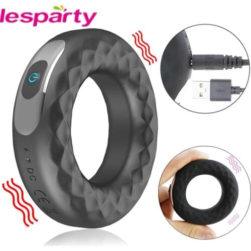 10 Modes Penis Ring Vibrator Cock Ring Sex Toys for Men USB Rechargable Penis Erection Rings Cockring Vibrator For Couple