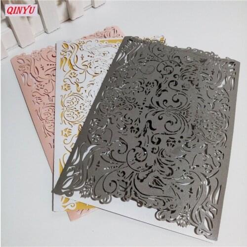 10PCS Creative Wedding Cards 12*18CM Multicolor Carved Pattern Vertical Laser Cut Bride And Groom Invitations Cards 6ZSH073-10