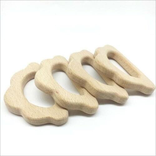 2pcs Wooden Teether Cloud shape wood color Safety Baby Molar Stick Toy 8.5X5CM