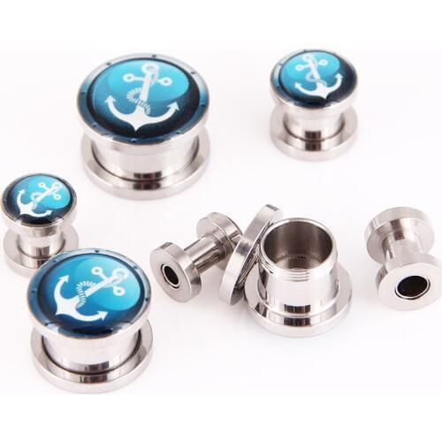 2Pcs S Stainless Steel Ear expanders Screw Fit Ear Plugs and Tunnels Anchor Ear Piercings Flesh Tunnels Ear Stretcher 4MM-14MM