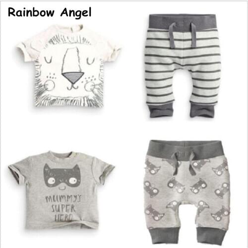 2019 Summer Style Newborn Baby Clothing Set Short Sleeve T-shirt Tops Pants 2pcs suits Cotton Baby Clothes Sets