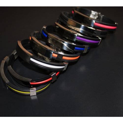 2020 High Quality Titanium Steel Stainless Steel Accessories Charm 5 Clolor Bracelet Silicone Bangle Man Fashion Gift Jewelry