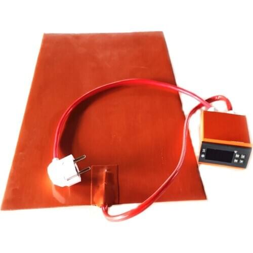300*500*1.5mm 220V 1350W Silicone Pad Heater for 3d printer adhesive digital thermostat on wire 1000mm lead wire