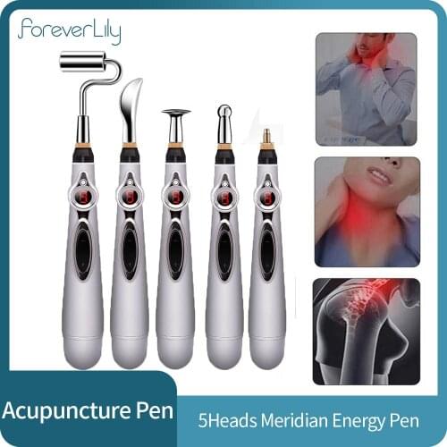 5Heads Electronic Therapy Pen Points 9 Levels Acupuncture Meridian Energy Pen Body Massage Pain Relief Promote Blood Flow