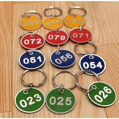 5 Set Number 1-100 Metal Sign Keychain Signage With Ring Digital Label Tag Number Card Plate With Key Chain SN1037