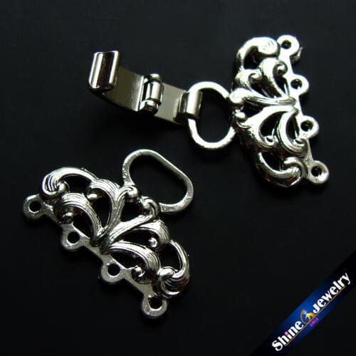 5 PCS/ lot Jewelry Findings & Components Vintage Clasps Flower Filigree Metal Copper Diy Pearl Beads Necklace Toggle Connector